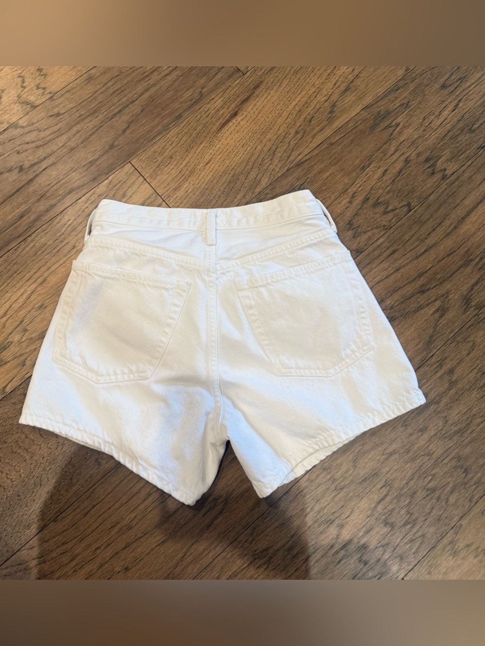 Agolde Parker Long White Denim Shorts - Picture 4 of 6